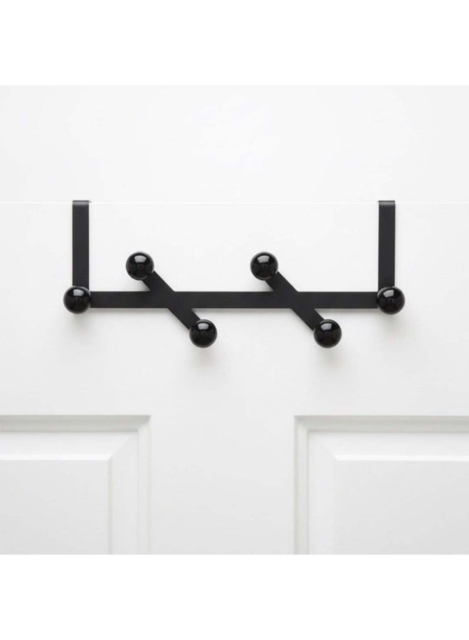 إنشز هوم علاقة ملابس معدنية منزلقة للباب باللون الأسود مع أزرار سوداء - Image 1